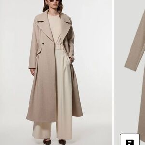 Brand New Karen Millen Tailored Wool Coat with Flared Skirt in Oatmeal